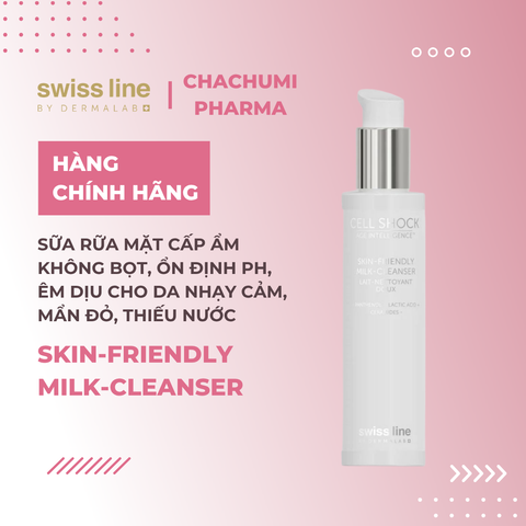 Swissline Cell Shock Age Intelligence Skin-Friendly Milk-Cleanser - Sữa Rữa Mặt Cấp Ẩm Không Bọt, Ổn Định PH, Êm Dịu Cho Da Nhạy Cảm, Mẩn Đỏ, Thiếu Nước  150ml
