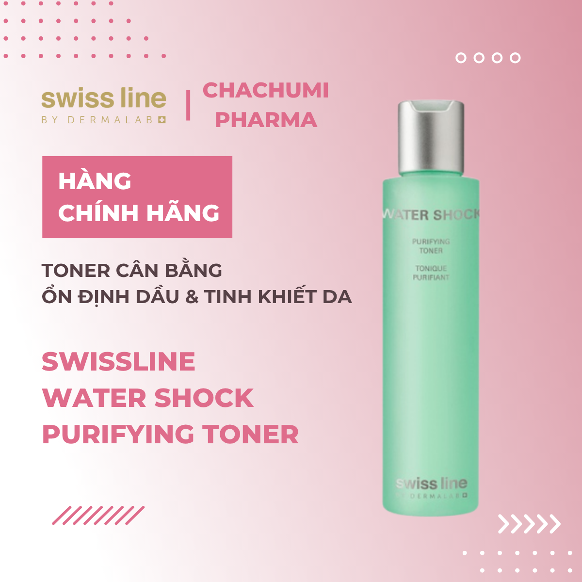 Swissline Water Shock Purifying Toner - Toner Cân Bằng Ổn Định Dầu & Tinh Khiết Da 100ml