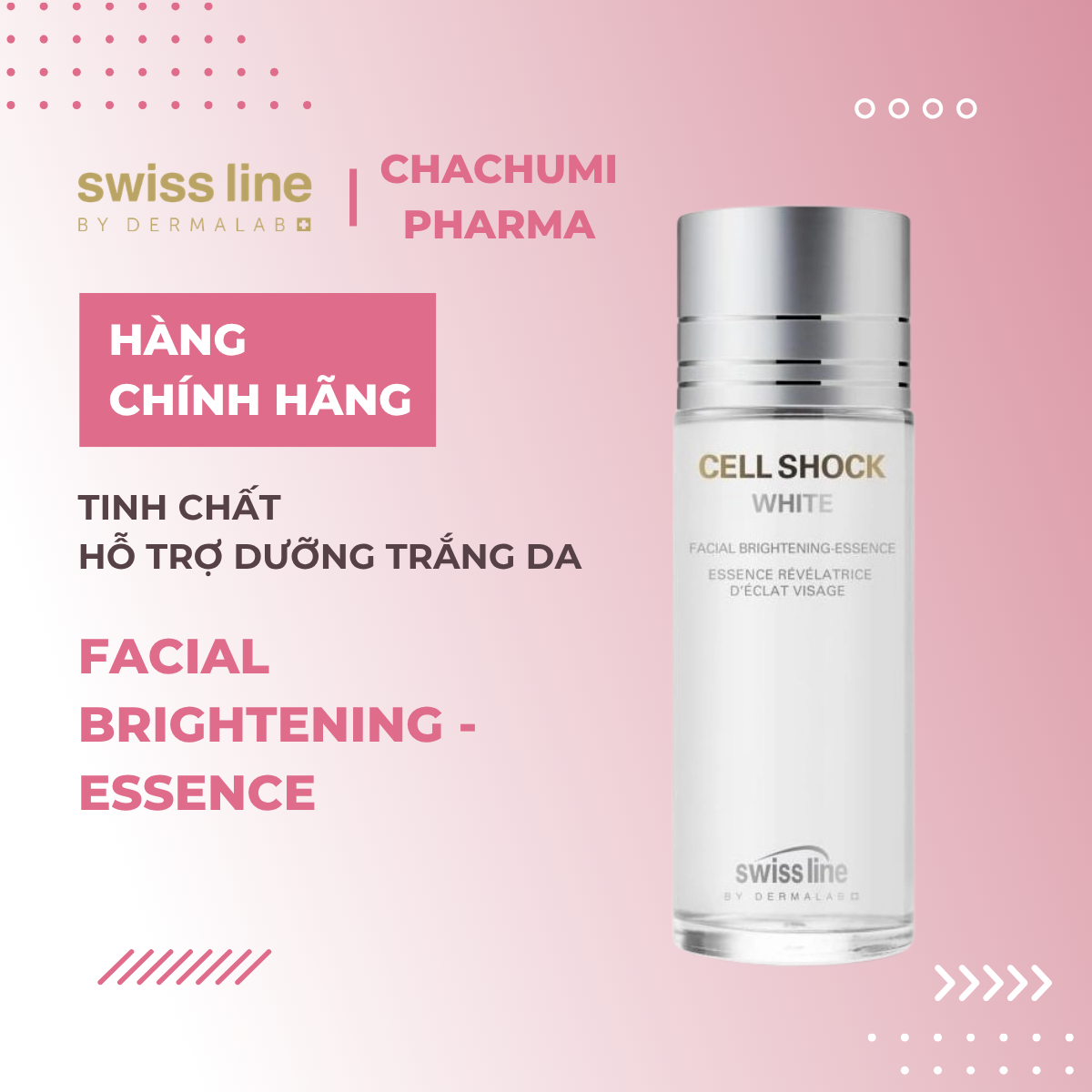 Swissline Cell Shock White Facial Brightening - Essence  Tinh Chất Hỗ Trợ Dưỡng Trắng Da 150ml