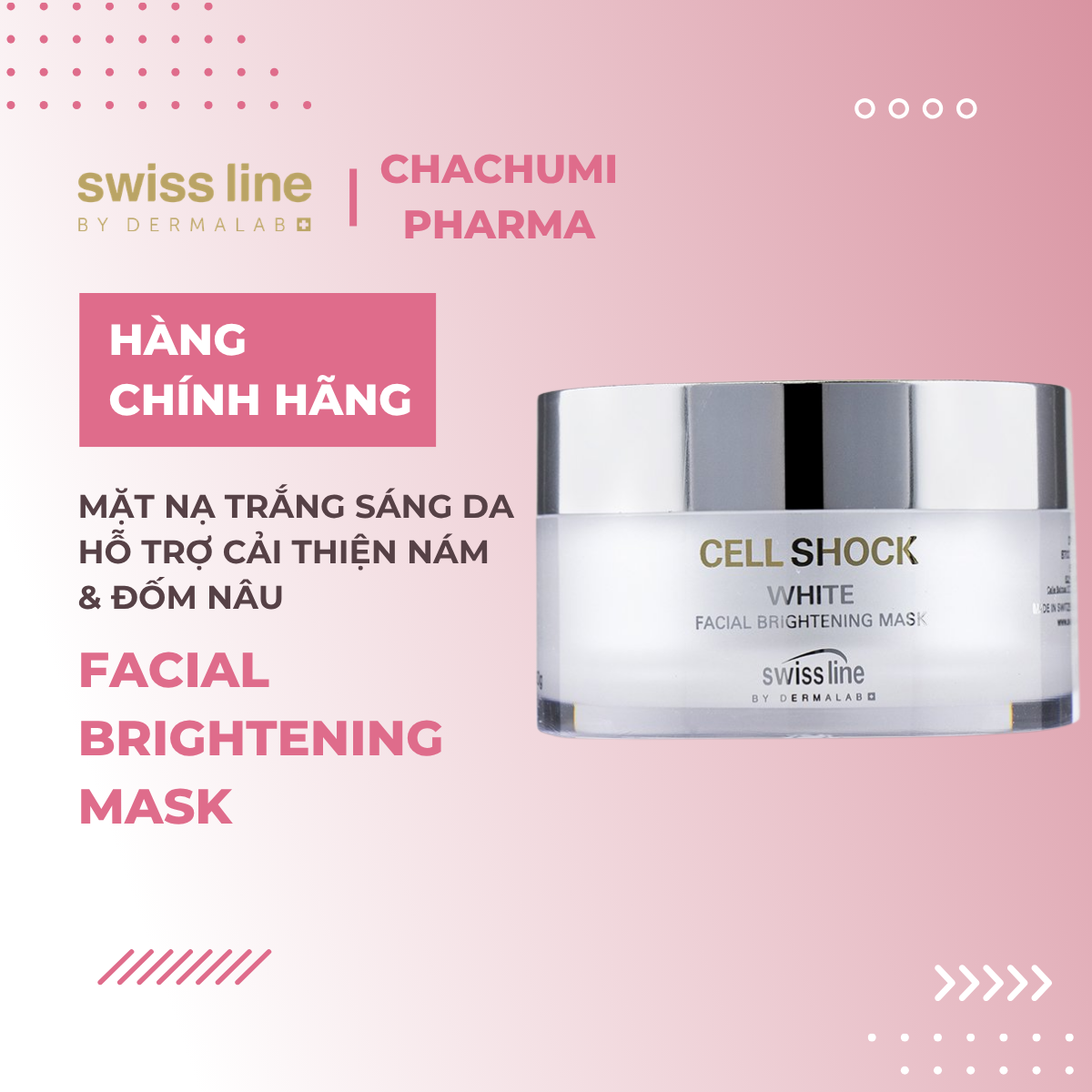 Swissline Cell Shock White Facial Brightening Mask -  Mặt Nạ Trắng Sáng Da Hỗ Trợ Cải Thiện Nám & Đốm Nâu 50ml