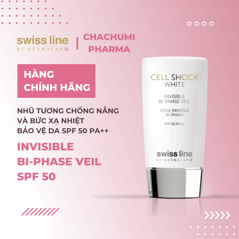 Swissline Cell Shock White Invisible Bi-Phase Veil SPF 50 - Nhũ Tương Chống Nắng Và Bức Xạ Nhiệt Bảo Vệ Da SPF 50 PA++