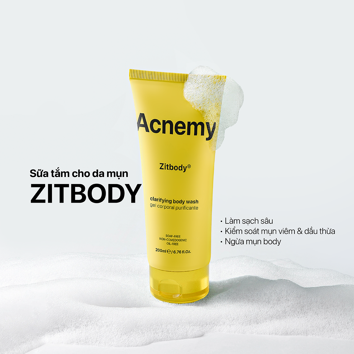 Acnemy Zitbody Clarifying Body Wash Sữa Tắm Làm Sạch Da Và Hỗ Trợ Làm Giảm Mụn Body 200ml