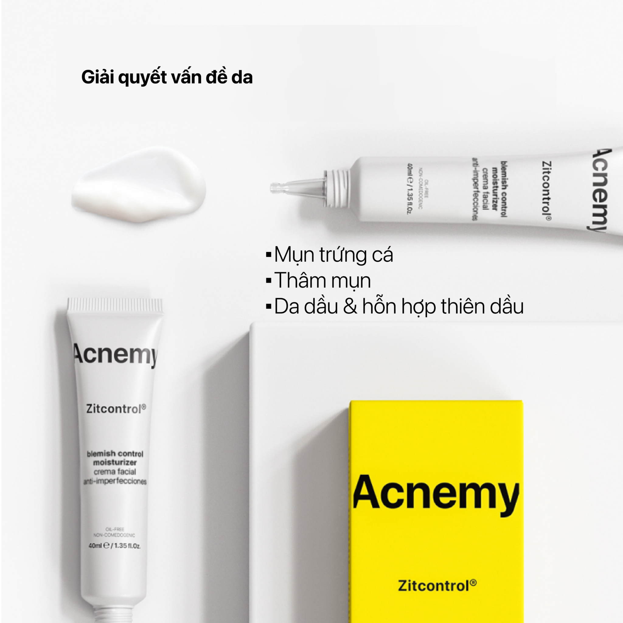 Acnemy Zitcontrol Blemish Control Moisturizer Kem Dưỡng Kiểm Soát Dầu Nhờn Và Hỗ Trợ Làm Giảm Mụn 40ml