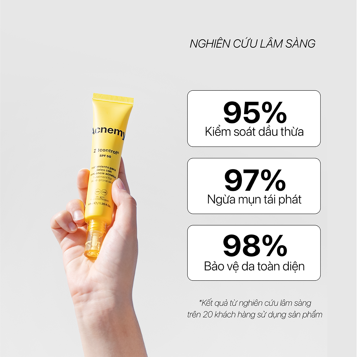 Acnemy Zitcontrol SPF50 Kem Dưỡng Bảo Vệ Da Khỏi Tia UV Dành Cho Da Mụn 40ml