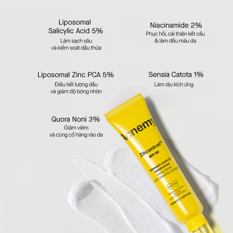Acnemy Zitcontrol SPF50 Kem Dưỡng Bảo Vệ Da Khỏi Tia UV Dành Cho Da Mụn 40ml