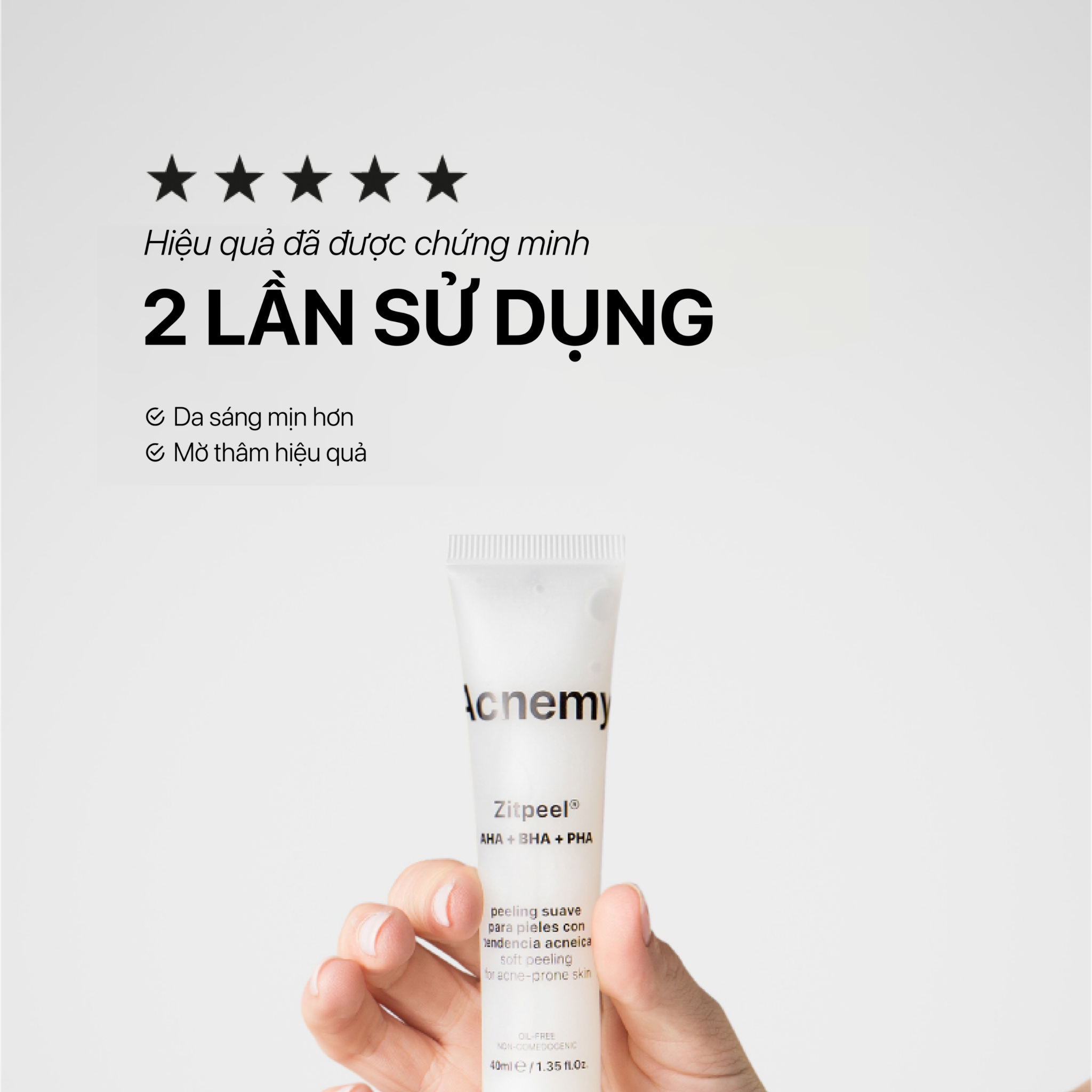 Acnemy Zitpeel AHA BHA PHA Thay Da Sinh Học Hỗ Trợ Làm Giảm Mụn Và Làm Mịn Da 40ml