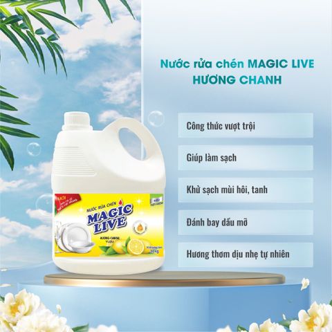  Nước rửa chén bát hương chanh sả Magic Live diệt 99% vi khuẩn, các mùi khó chịu 