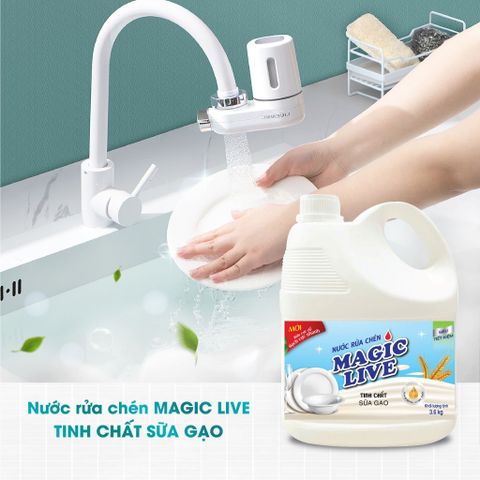  Nước rửa chén bát tinh chất gạo Magic Live diệt 99% vi khuẩn, các mùi khó chịu 