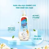  Nước rửa chén bát tinh chất gạo Magic Live diệt 99% vi khuẩn, các mùi khó chịu 