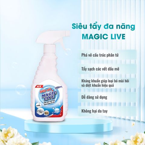  Tẩy Rửa Đa Năng Magic Live tẩy cặn canxi, vệ sinh sàn nhà, làm sạch bề mặt kính, bồn rửa 500ML MGDN112 