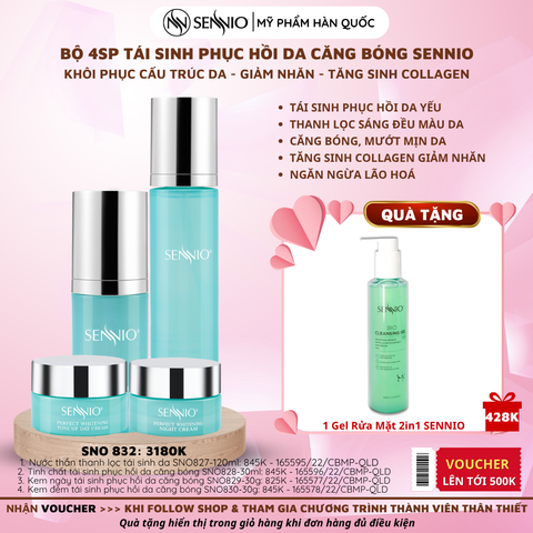  Bộ 04 SP tái sinh, phục hồi da căng bóng Sennio - SENNIO SNO 832 