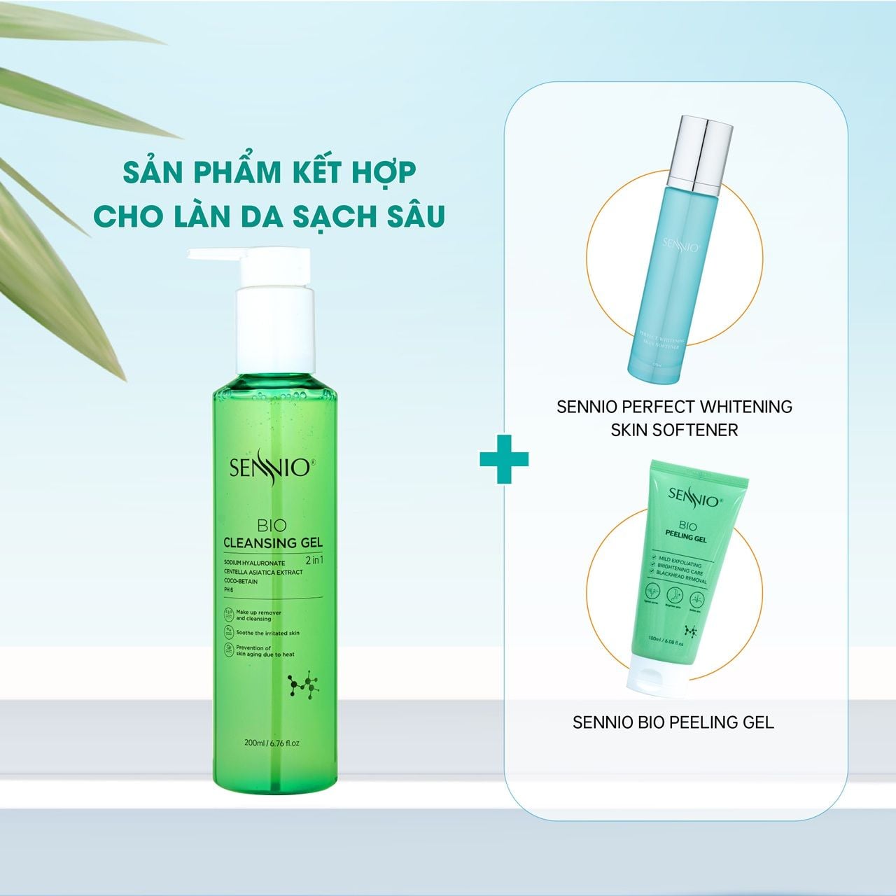  Gel rửa mặt 2in1 kiêm tẩy trang SENNIO Làm Sạch Sâu Loại Bỏ Cặn Trang Điểm và Sợi Bã Nhờn Sennio Bio Gel Cleanser SNO 826 