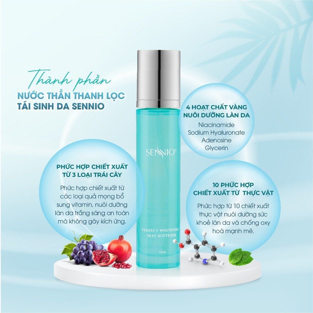  Nước thần thanh lọc, tái sinh da, se khít lỗ chân lông, cấp ẩm tái tạo và phục hồi da - Sennio Perfect Whitening Skin Softener - SENNIO SNO 827 