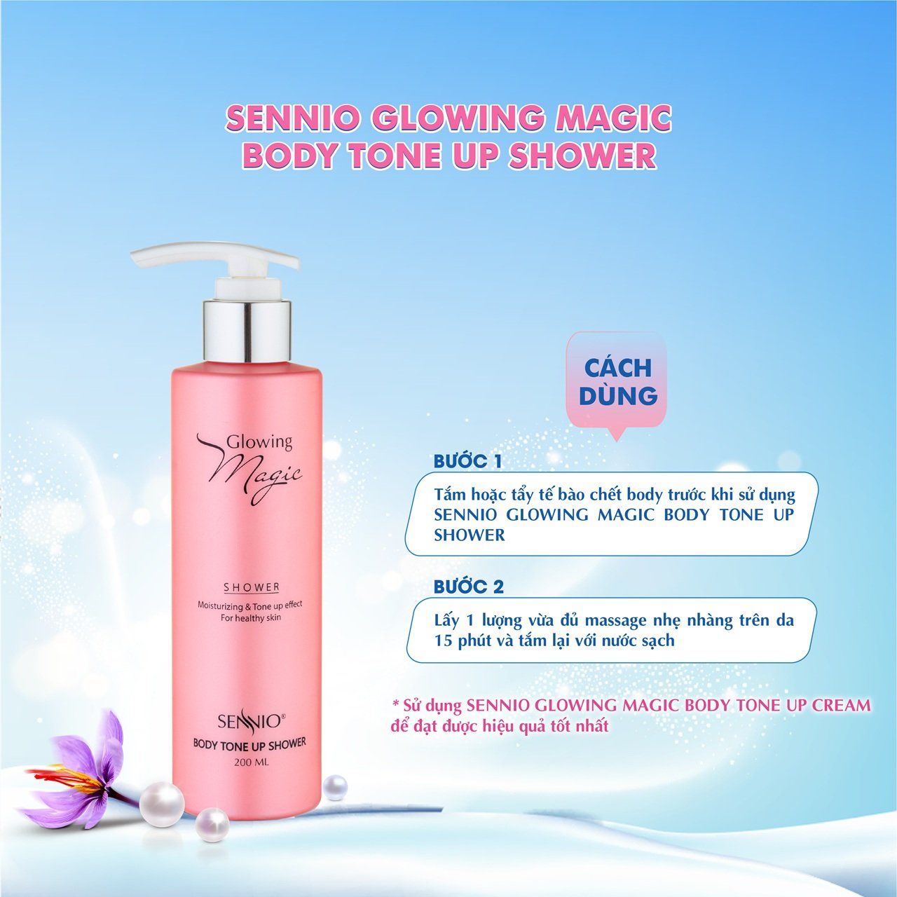  Tinh chất ủ trắng da toàn thân Sennio Glowing Magic Shower SNO501/200ml 