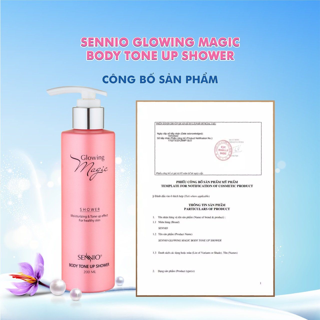  Tinh chất ủ trắng da toàn thân Sennio Glowing Magic Shower SNO501/200ml 