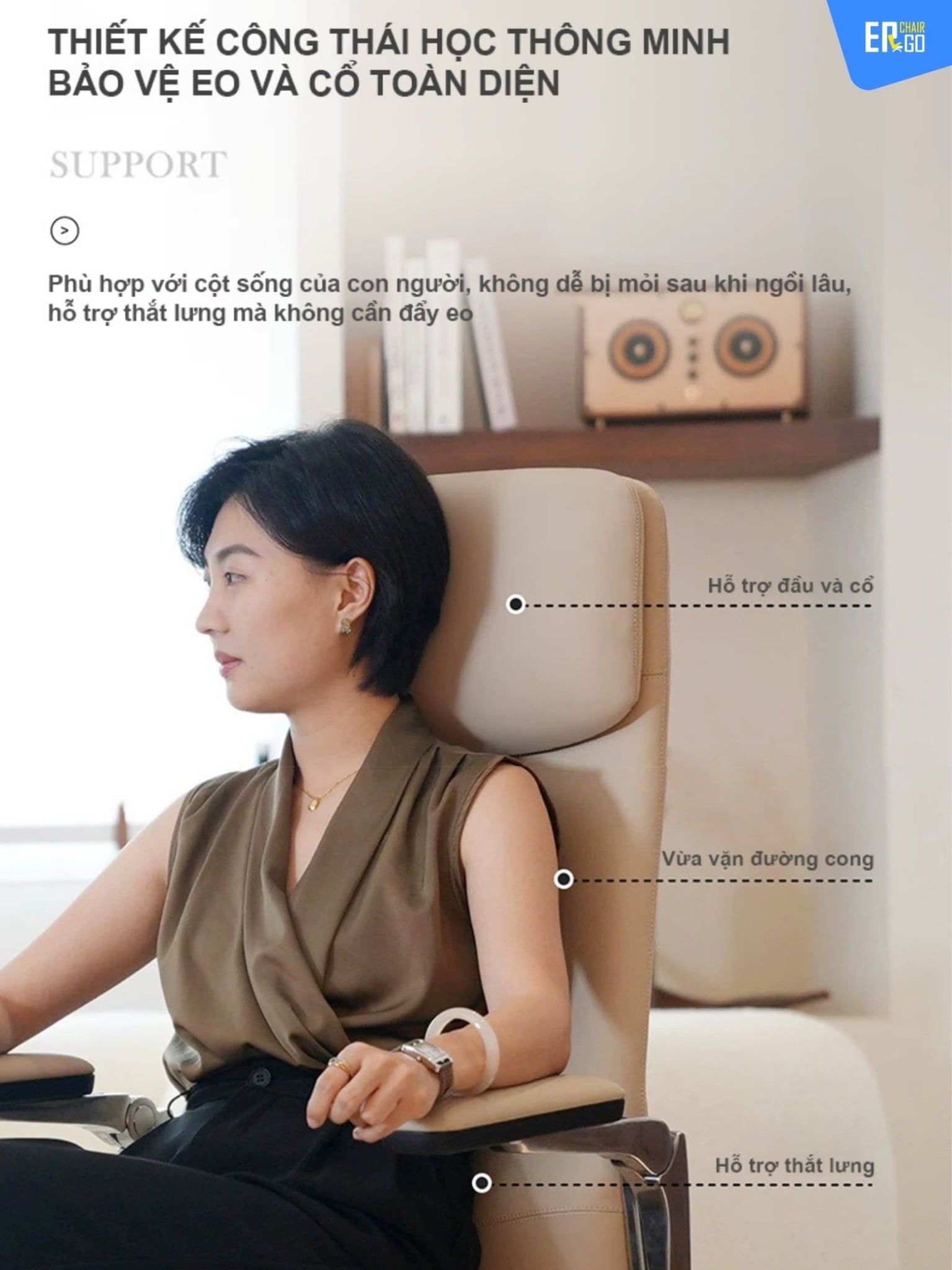  Ghế Công Thái Học Giám Đốc B-Chair BC-007F bọc da bò Nappa 