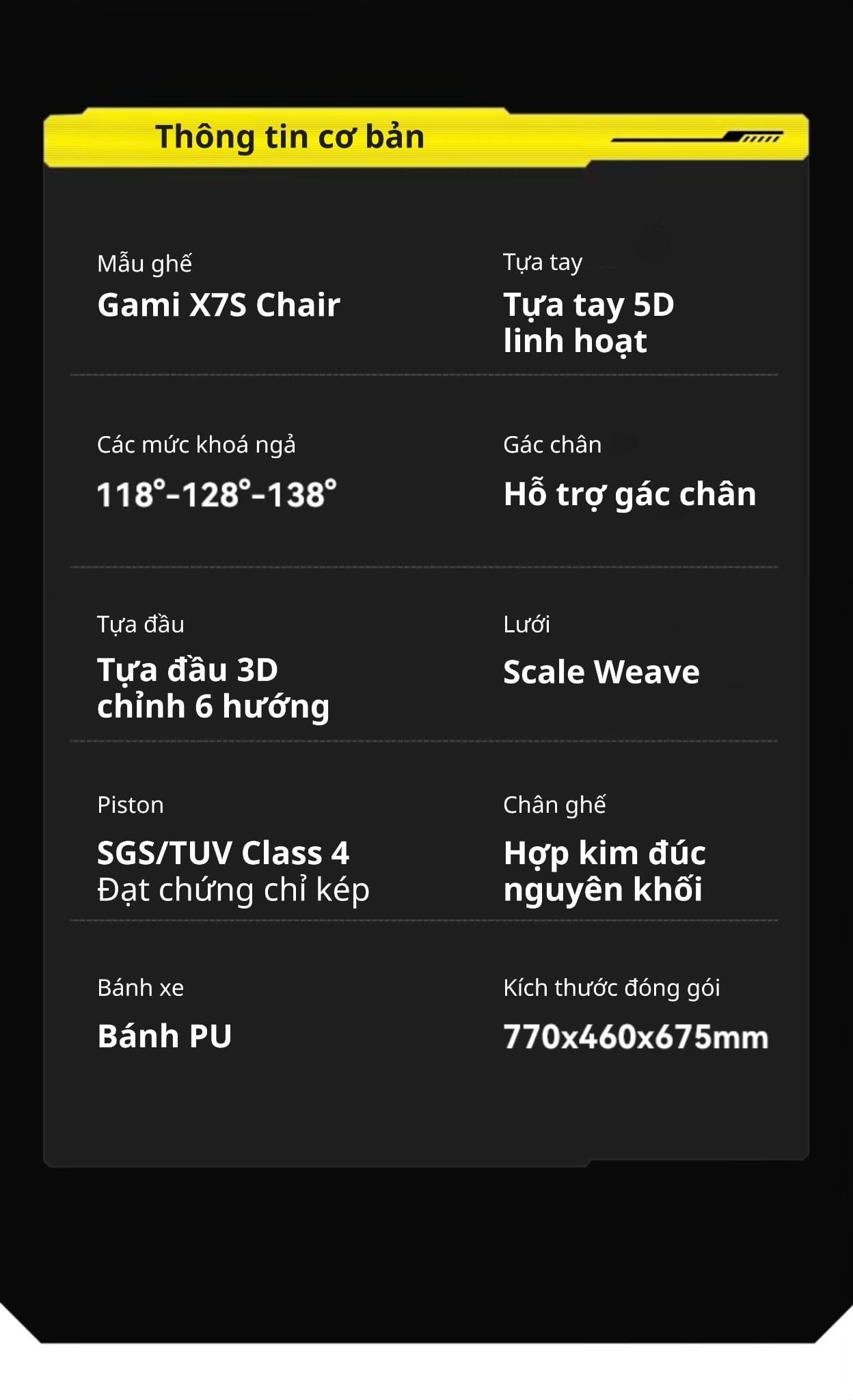  Ghế Công Thái Học Gami X7S (có sẵn gác chân) 