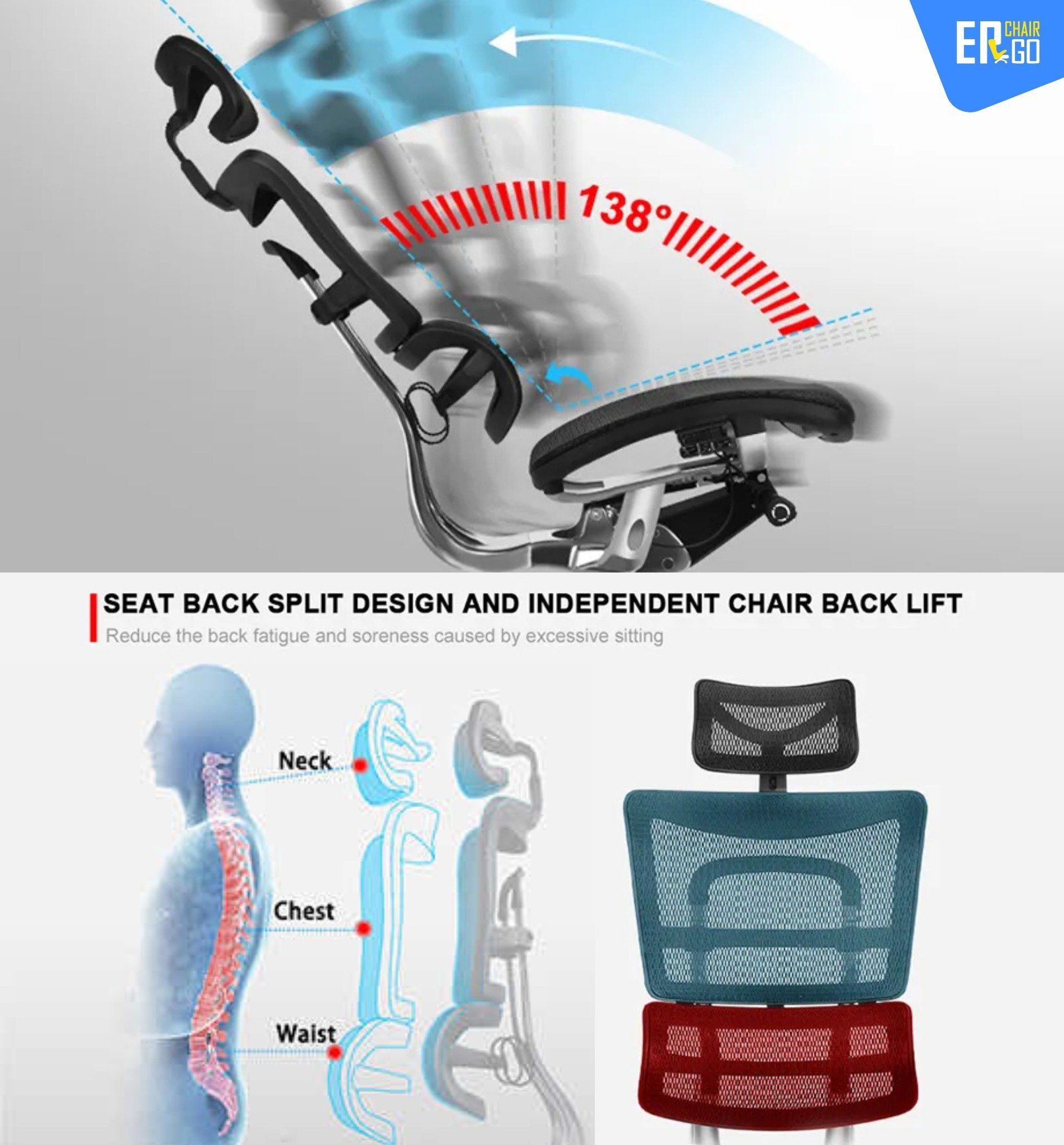  Ghế Công Thái Học BChair B-801L phiên bản lưới (sẵn gác chân) 