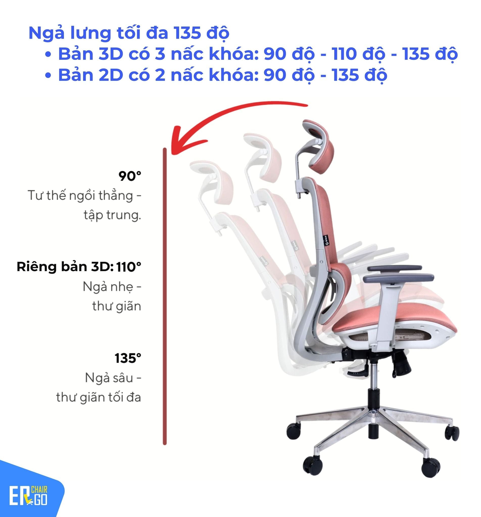  Ghế Công Thái Học Gami Lum2 bản 3D và 2D (có thể gắn thêm gác chân) 