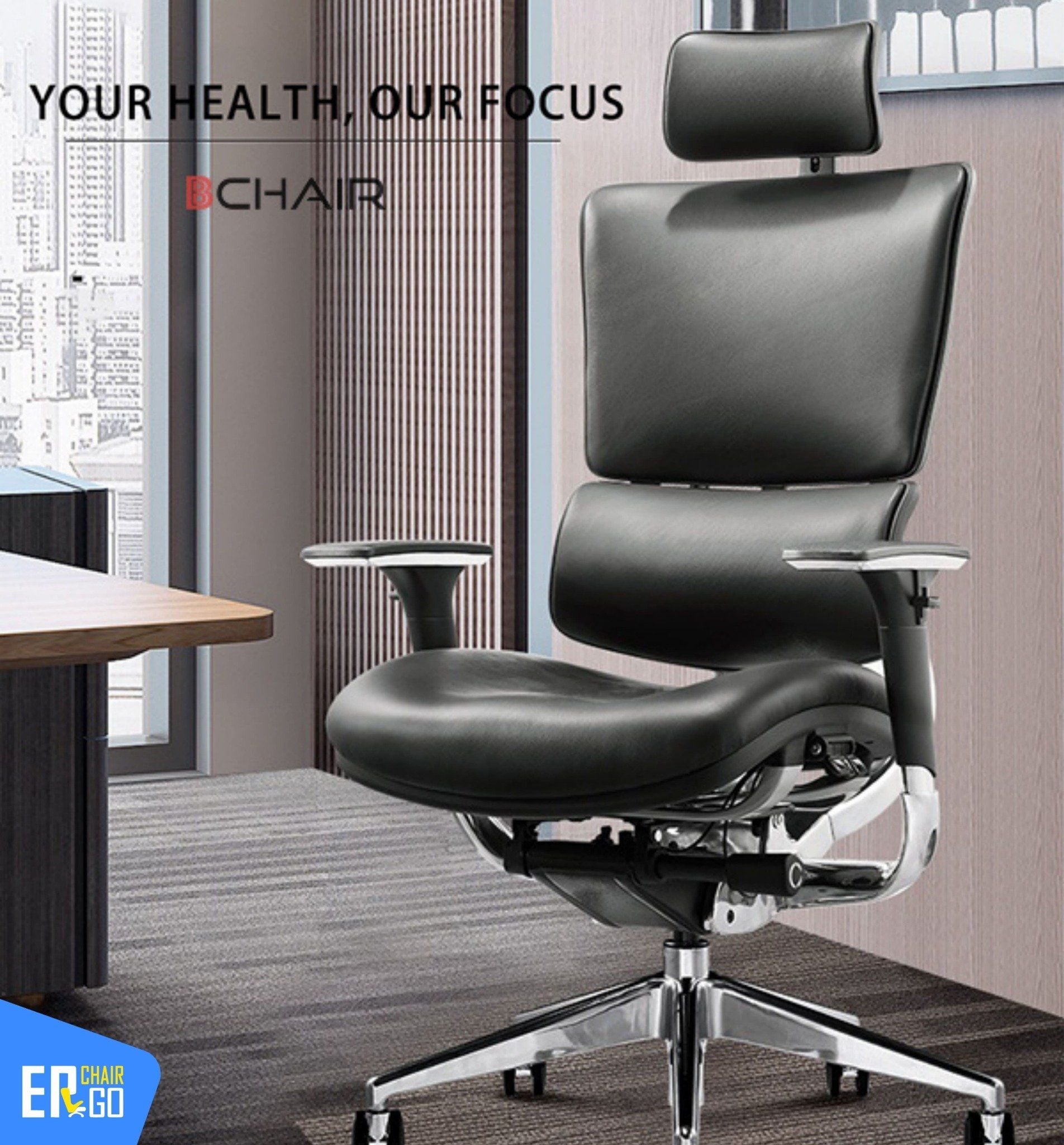  Ghế Công Thái Học BChair B-801D phiên bản bọc da bò Nappa cao cấp 