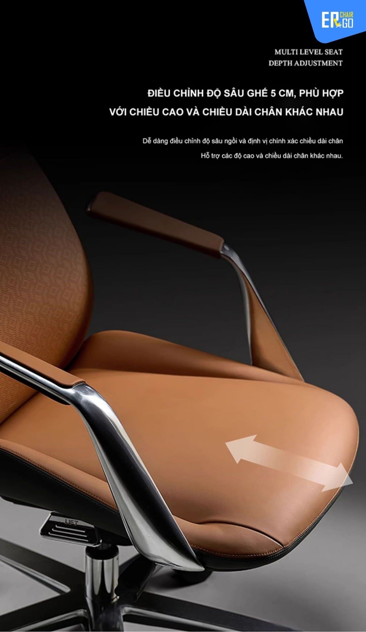  Ghế Công Thái Học Giám đốc BChair BP-101J bọc da bò Nappa cao cấp 