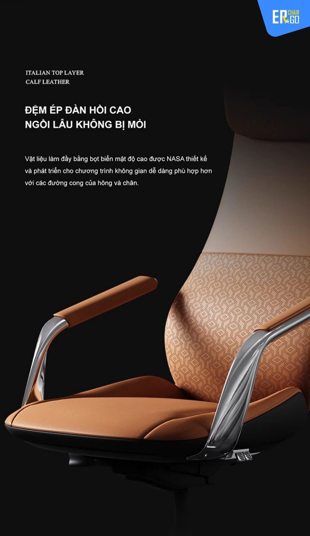  Ghế Công Thái Học Giám đốc BChair BP-101J bọc da bò Nappa cao cấp 