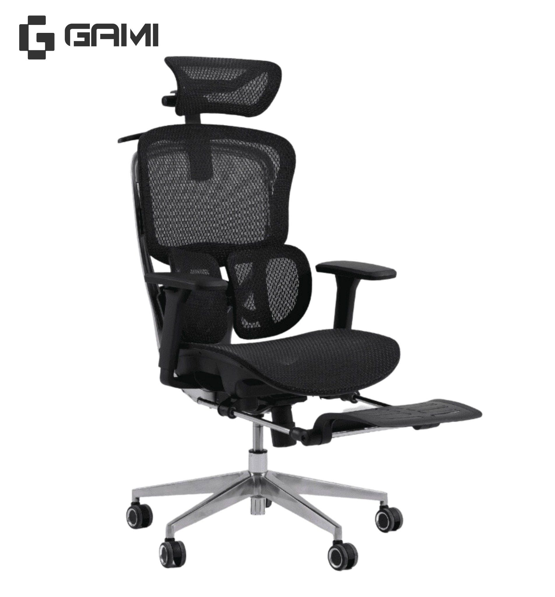  Ghế Công Thái Học Gami Crom bản thường màu All Black (tùy chọn gắn thêm gác chân) 