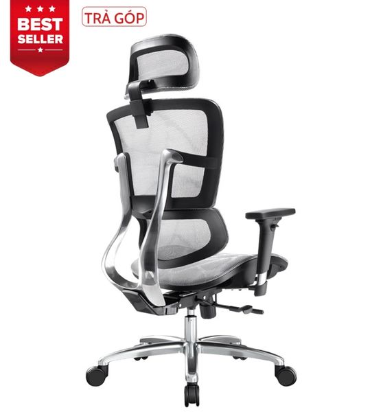  Ghế Ergonomic 2 lưng Simple-X Xám ( TỰA ĐẦU 3D + TAY 3D ) 