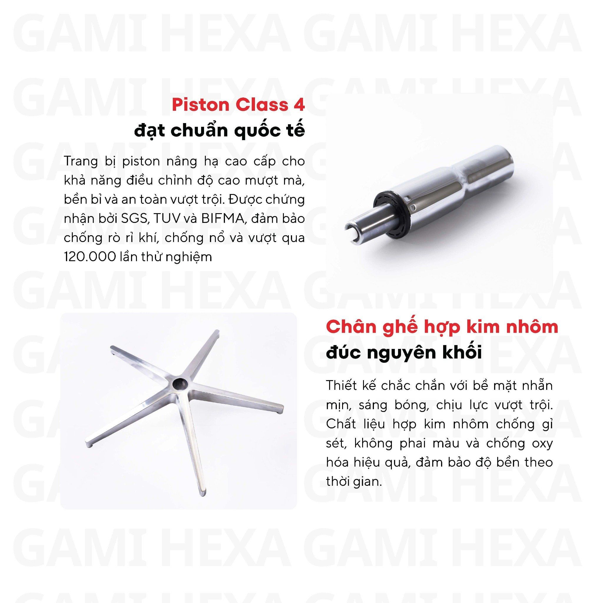  Ghế Công Thái Học Gami Hexa bản 4D và 6D (tùy chọn gắn gác chân) 