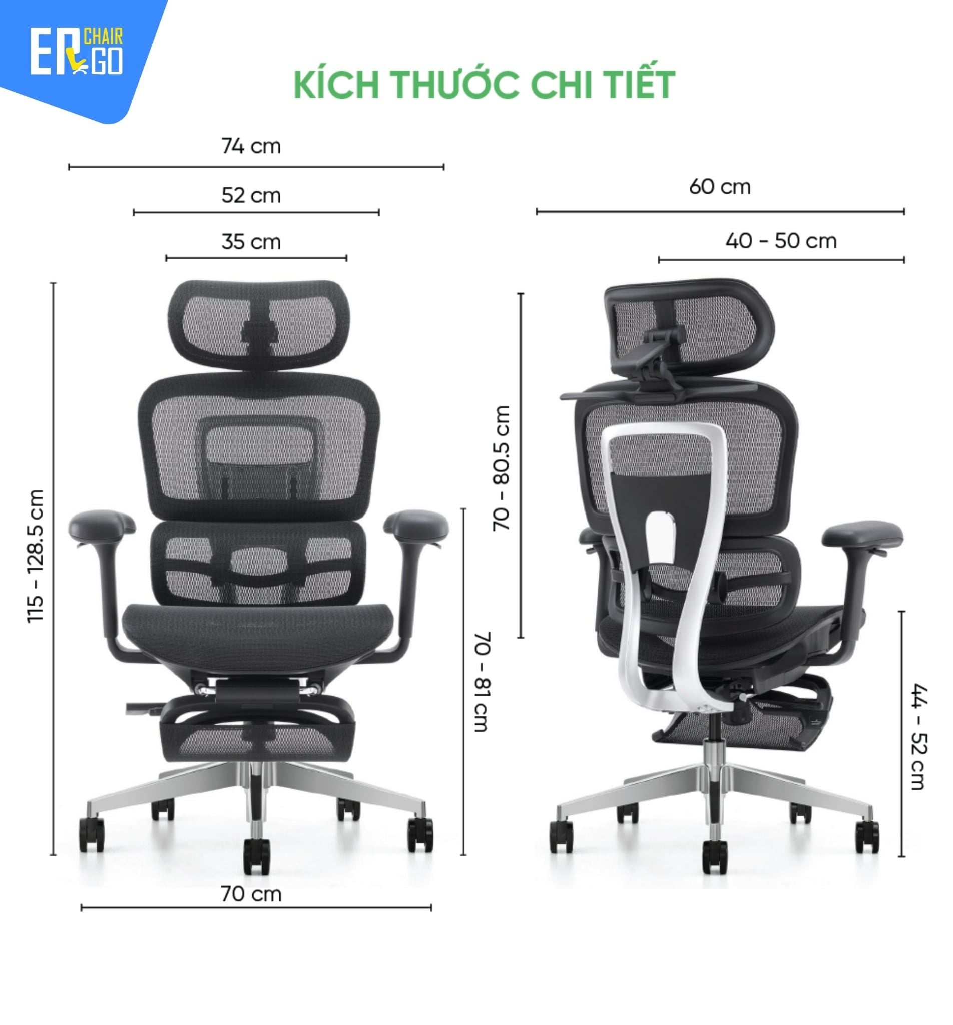  Ghế Công Thái Học UpGen Opus (có thể gắn gác chân) 