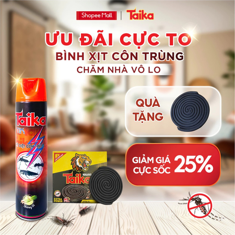  BÌNH XỊT CÔN TRÙNG TAIKA x TIK DIỆT MUỖI, KIẾN, GIÁN HƯƠNG SẢ 600ML 