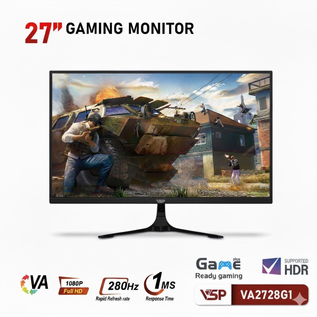 Màn hình Gaming VSP VA2728G1 27inch Full HD VA 280Hz 1ms Phẳng
