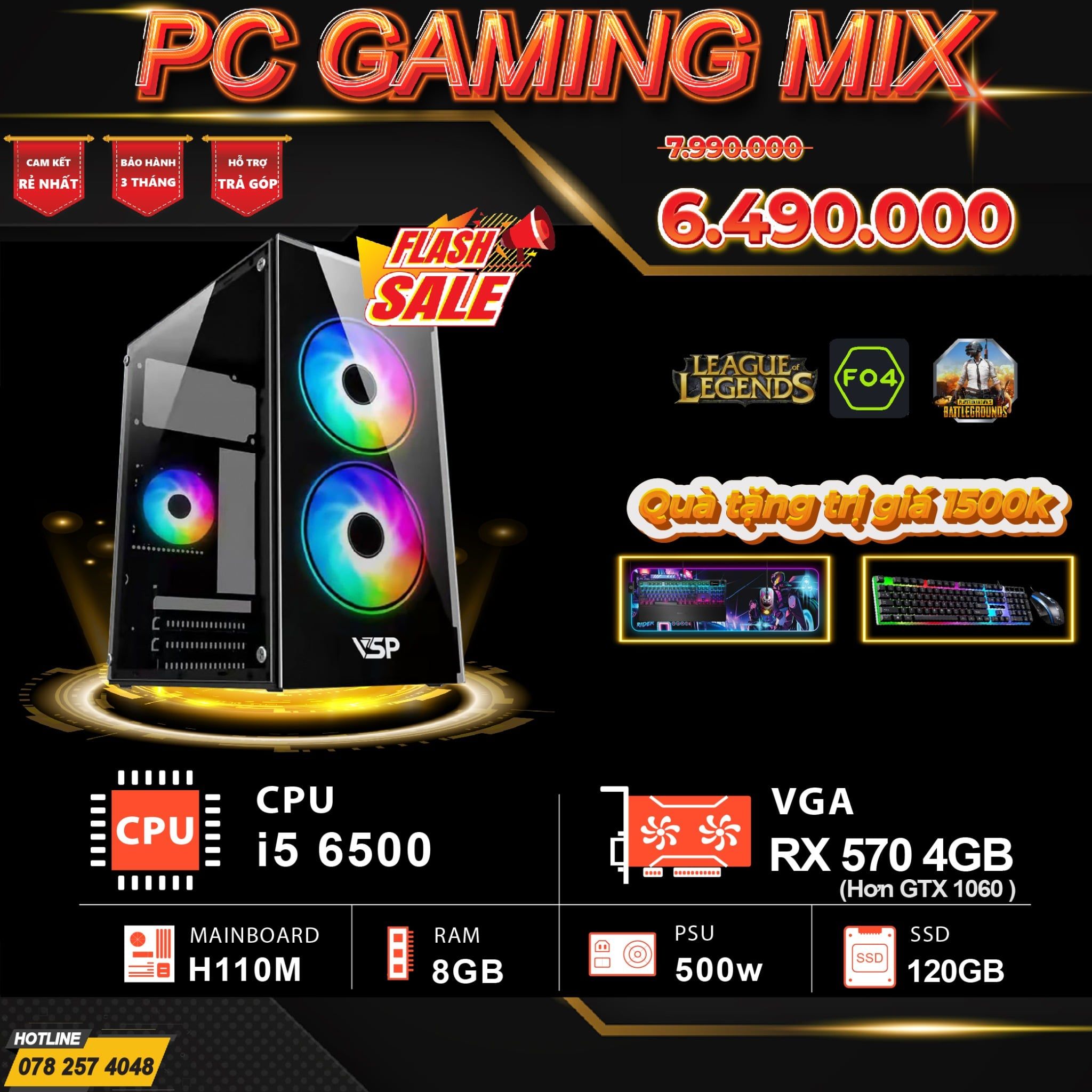  PC GAMING MIX I5 6600 / RAM 8GB / RX 570 / SSD 120GB 2ND 