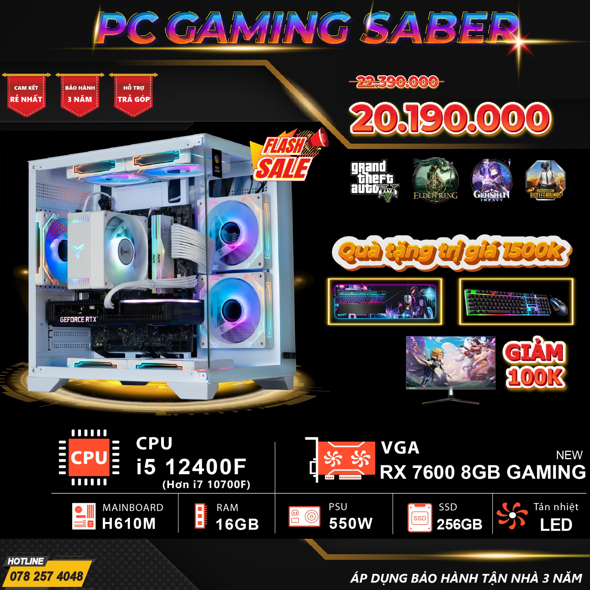 PC GAMING SABER - FULL NEW 100%