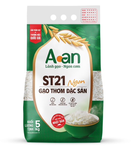 Gạo sạch A An - Gạo ST21 túi 5kg (SNMB-GBT11)