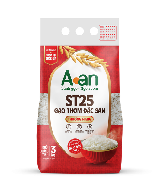 Gạo sạch A An - ST25 Thượng Hạng túi 3kg