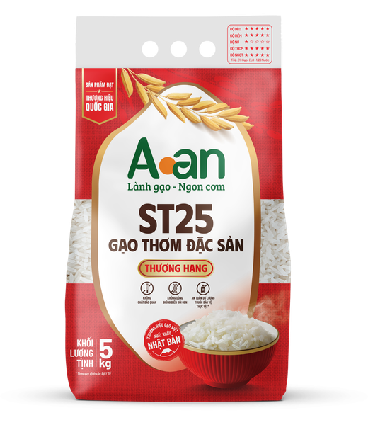 Gạo sạch A An - Gạo thơm ST25 túi 5kg