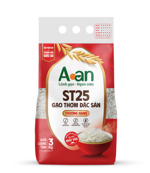 Gạo sạch Aan - ST25 Thượng Hạng túi 3kg