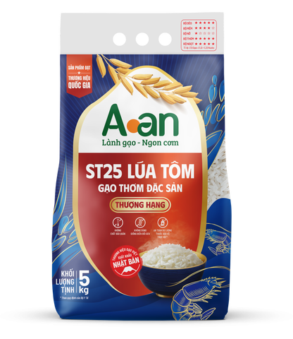 Gạo sạch Aan - Gạo Lúa tôm ST25 Thượng Hạng túi 5kg