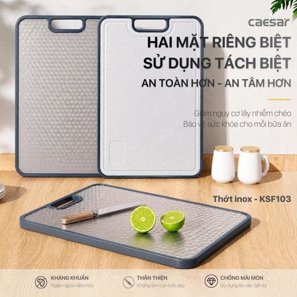  ksf103 thớt inox • KT: 360×260×20mm caser 