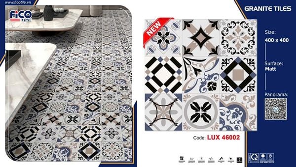  40*40 LUX46006 Gạch bông đá fico (6v/th/0.96m) 