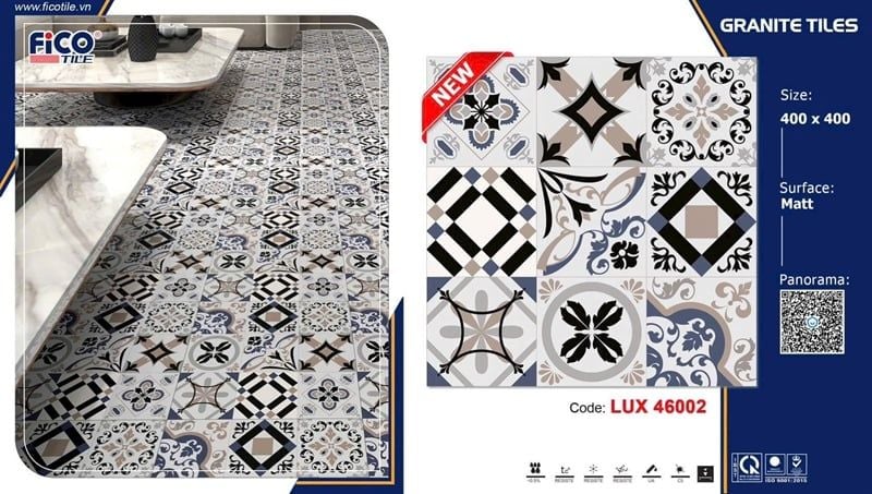  40*40 LUX46006 Gạch bông đá fico (6v/th/0.96m) 