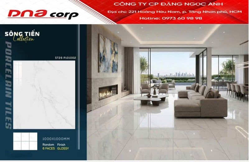  100*100 ST26 P101002 Gạch lát nền khổ lớn đá bóng kính viglacera 6faces 