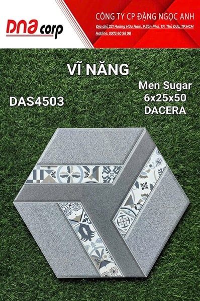  6x25x50 DAS4503 Gạch Men Lục Giác 