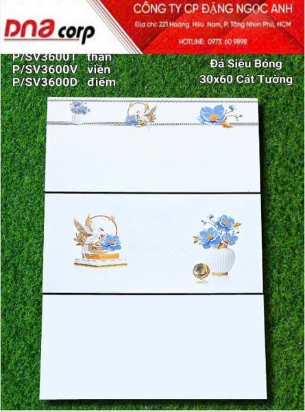  30*60 SV3600V Gạch ốp đá bóng kính viên viền (1.44m/8v/th) 