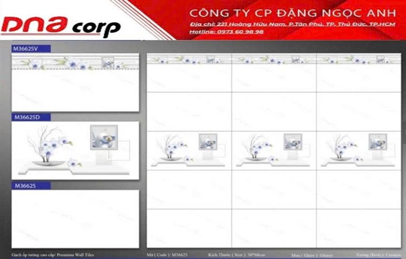  30x60 M36624V Gạch ốp tường thân (1.44m/8v/th) 
