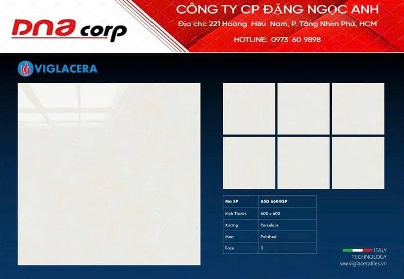  60*60 ASD 6604GP gạch lát nền đá bóng kính (4v/th/1,44m) 