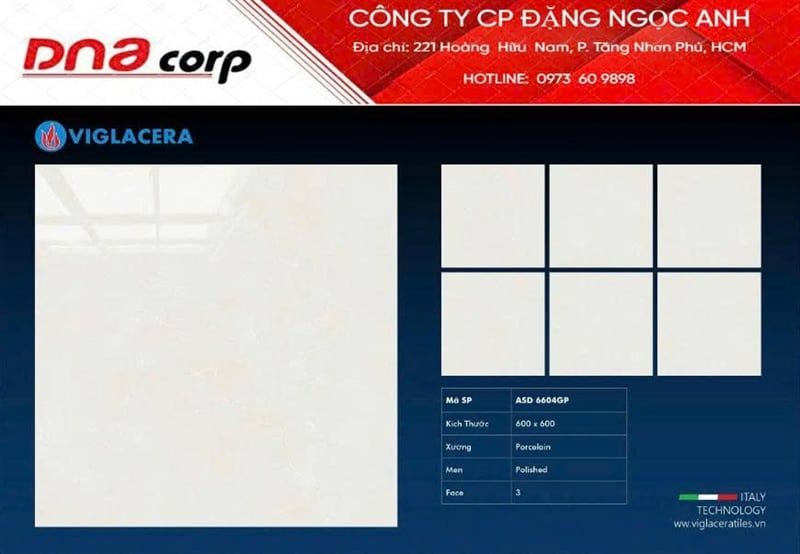  60*60 ASD 6604GP gạch lát nền đá bóng kính (4v/th/1,44m) 