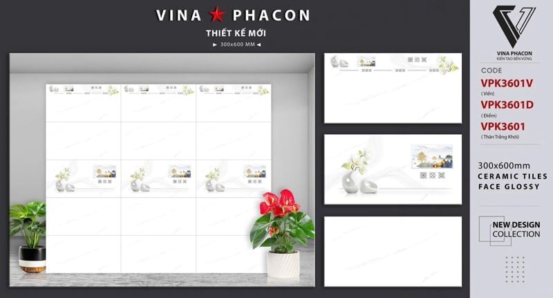  VIỀN L2 30*60 VPK3601V Gạch ốp tường PAK ,VÂN MÂY TH9V/1.62M 