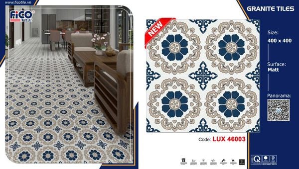  40*40 LUX46003 Gạch bông đá fico (6v/th/0.96m) 